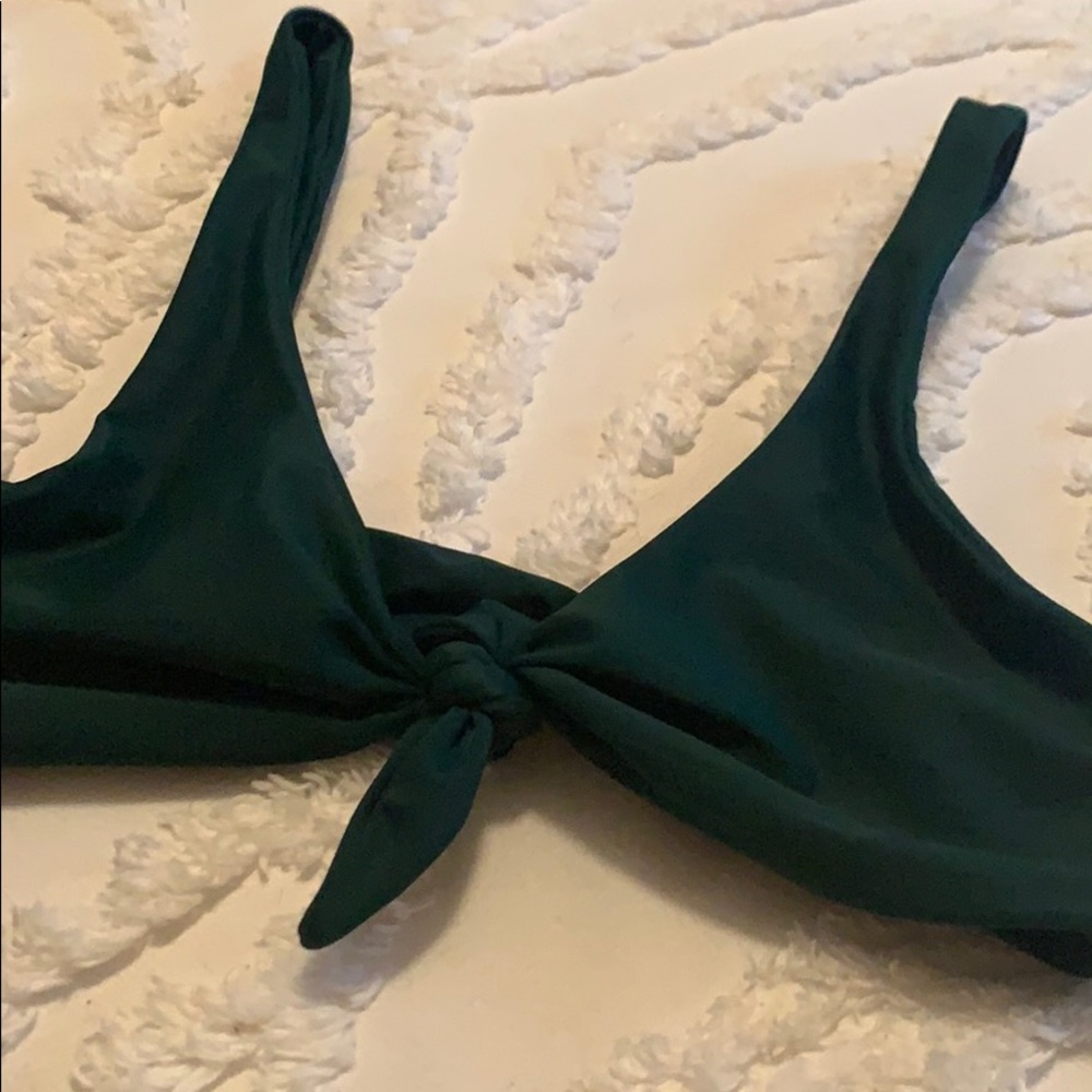 Dark Green Stone Fox Swim Top